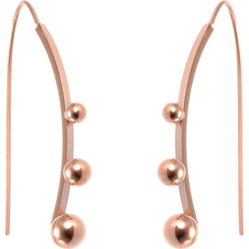 316L Stainless Steel Rose Gold Titanium Steel Earrings Long Tassel Peas Earrings Simple Line Earrings No Fade