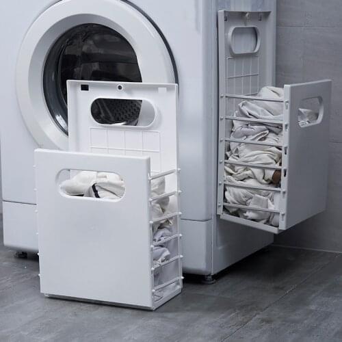 Foldable Laundry Basket Wall Mounted Plastic Dirty Clothes Storage Basket Sundries Organizer Bathroom Punch-free Storage Basket