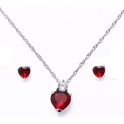 Bridal HeartNecklace Earring Jewelry Sets Bride Necklace Earrings Wedding Crystal Women Fashion Rhinestone Jewellery Accessories