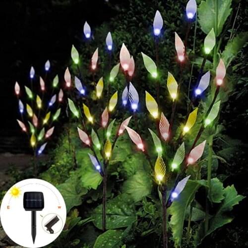 Solar Tree Light 60 LEDS 3 Branches Leaves Lawn Lights Waterproof Outdoor Garden Multiple Tree Leaves String Light For Christmas