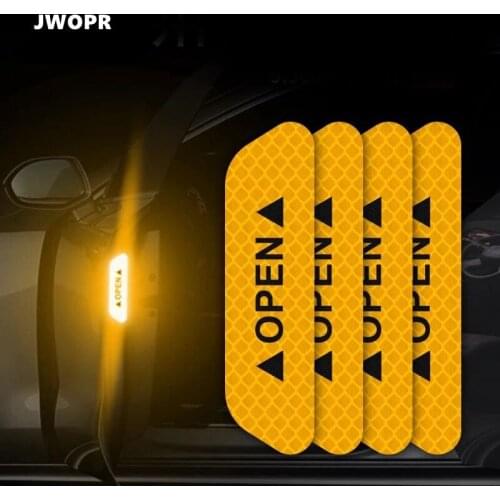 OPEN Reflective Car Stickers Safety Warning Stickers Car Door Night Reflective Anti-scratch Strip Exterior Accessories 9.5*2.5cm