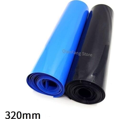 PVC Heat Shrink Tube 320mm Width Blue Black Shrinkable Cable Sleeve Sheath Pack Cover for 18650 Lithium Battery Film Wrap