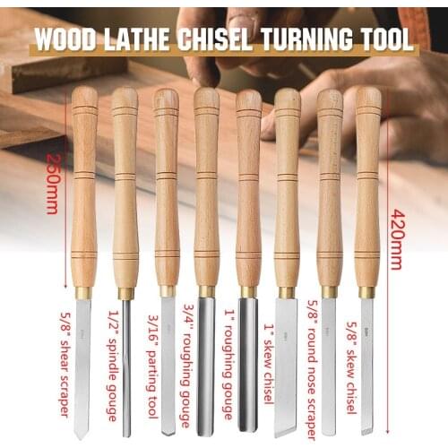 Lathe Chisel Wood Turning Tool Brand New High Speed Steel With Wood Handle Woodworking Tool 8 Types Durable