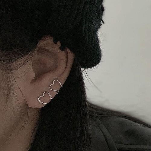 Korean Fashion Simple Love Earring Clip Trendy No Pierced Metal Earcuff Heart Ear Bone Cartilage For Women Girl Jewelry Gift