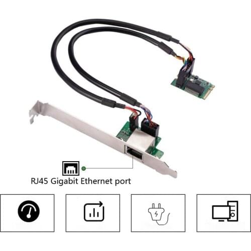 XT-XINTE Network Cards M.2 A Key and E Key to 1 Port 10/100/1000Mbps Gigabit Ethernet Network Card Internet Lan Network Adapter