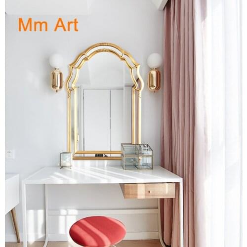 Bathroom Mirror Wall Hanging Makeup Makeup European and American Style Retro Hallway Mirror Decorative Mirror Dressing Mirror