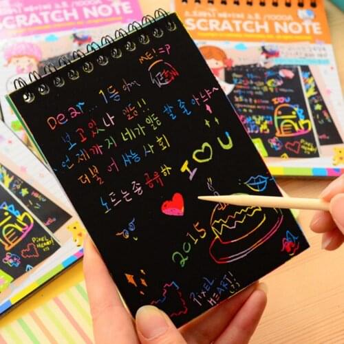 10 Pages/1 Book Colorful Dazzle Scratch Note Sketchbook Paper Graffiti DIY Coils Drawing Book Color Random