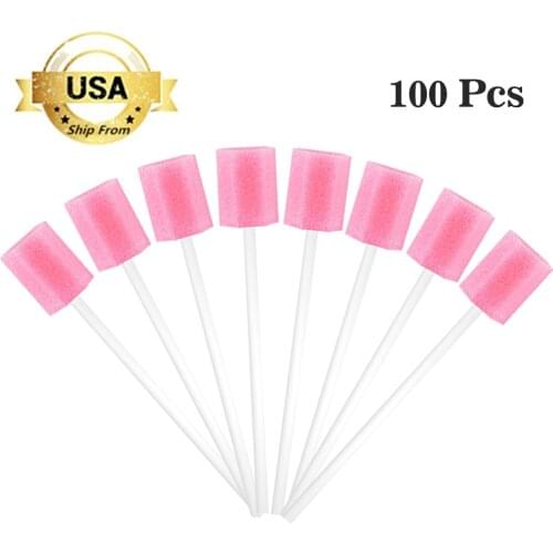 100pcs/lot Disposable Oral Care Sponge Swab Tooth Cleaning Mouth Swabs Foam Sponge Toothpick Dental Swabs for Oral Medical Use