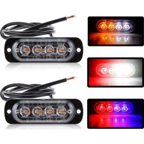 2Pcs 12V 24V Red Blue LED Police Light Motorcycle Truck Trailer Strobe Flash Light Car Front Rear Dynamic Signal Lamps
