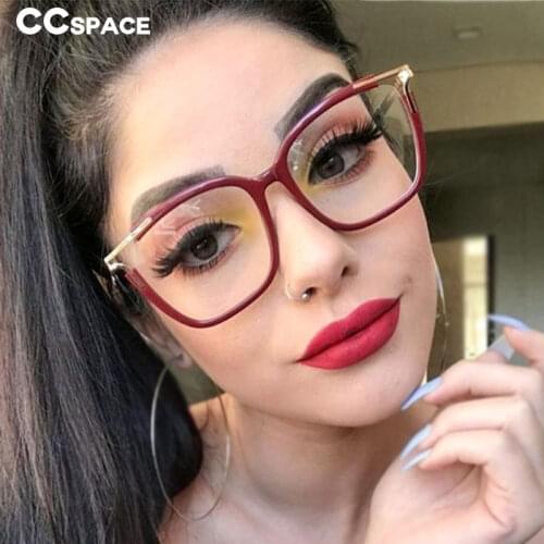 48054 Plastic Titanium + Metal Square Glasses Frame Anti-Blue Light Womens Trendy Optical Fashion Computer Glasses