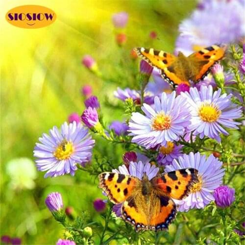 5d Daimond Painting Flower With Butterfly Full Square Drill 3D Diamond Embroidery Chinese Mosaic Cross Stitch Art Craft Diy Gift