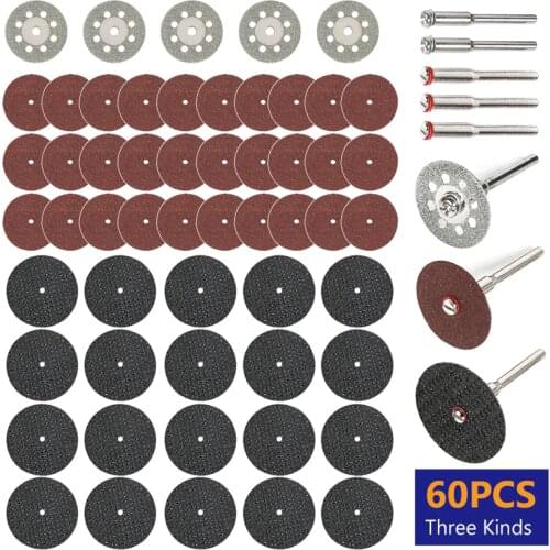 60PCS Diamond Cutting Discs Sanding Grinding Wheel Circular Saw Blade Woodworking Dremel Mini Drill Rotary Tool Accessories Set