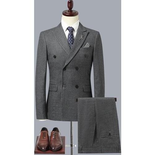 Blazer + Vest + Pants ) Boutique High-end Brand Mens Striped Formal Business Suit 3pces Set Groom Wedding Dress Stage Party