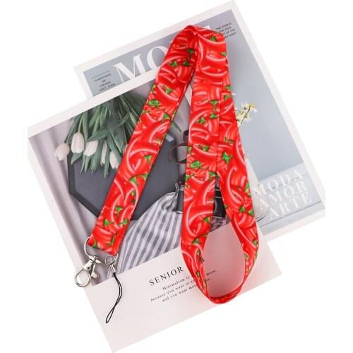 Flyingbee High Quality Fiery Chili Painting Art Key Chain Lanyard Neck Strap For Phone Keys ID Card Creative Lanyards X2259