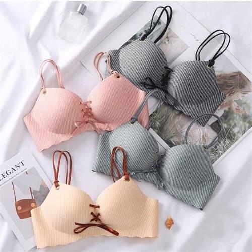Underwear Womens No Steel Ring Lingerie Seamless Sexy Small Chest Push Up Bra Adjustable Detachable Shoulder Straps Bralette