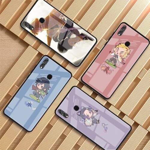 Anime Demon Slayer Kimetsu no Yaiba Tempered Glass Phone Case For Huawei P20 P30 P40 P40 Lite Pro Psmart Mate 20 30 Cover Shell