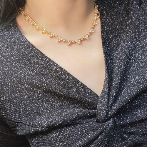 Elegant Irregular Necklace Inlay Dazzling Cubic Zirconia Luxury Charm Clavicle Chain For Women Girl 2021 New Trend Jewelry Gift