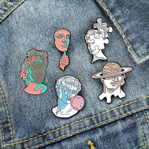 Sculpture Enamel Pins Custom Fun Art Brooches Bag Clothes Lapel Pin Label Badge Cartoon Jewelry Gift for Friends Wholesale