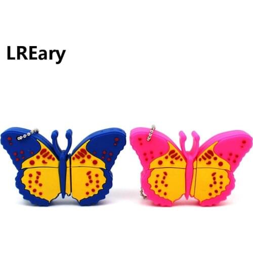 Hot sale Butterfly Cartoon Pen Drive USB Flash Drive 64GB USB 2.0 32GB 16GB 8GB 4GB pendrive Cute insect Memory Stick