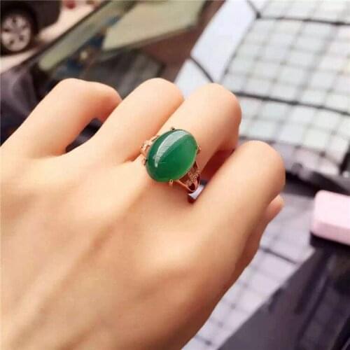 KJJEAXCMY fine jewelry 925 Pure silver natural green jade medulla ring inlay jewelry drop bow curve simple wildflowers