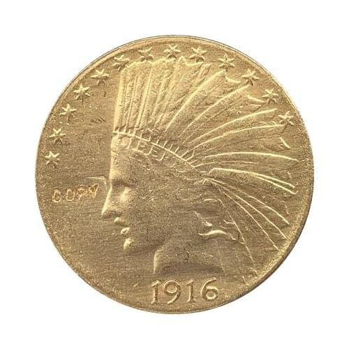 24- K gold plated 1916-S Indian head $10 gold coin COPY