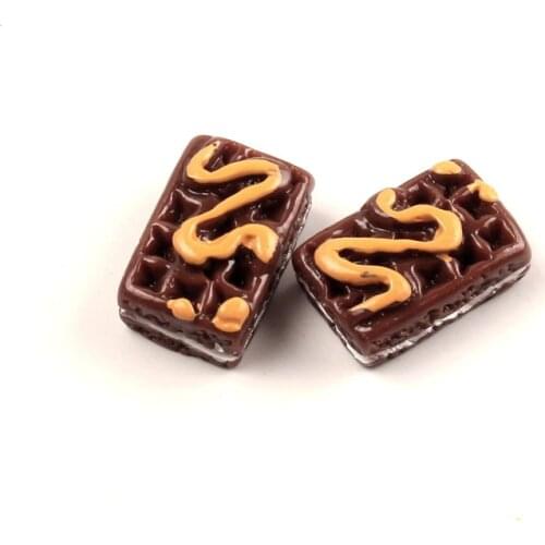 LF 20Pcs Coffee Resin Rectangle Cake Decoration Crafts Flatback Cabochon Kawaii DIY Embellishments For Scrapbooking Accessories