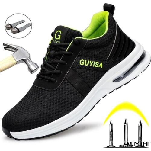 Breathable Indestructible Shoes Men Work Sneakers Safety Shoes Men With Steel Toe Cap Puncture-Proof Work Shoes Male Footwear