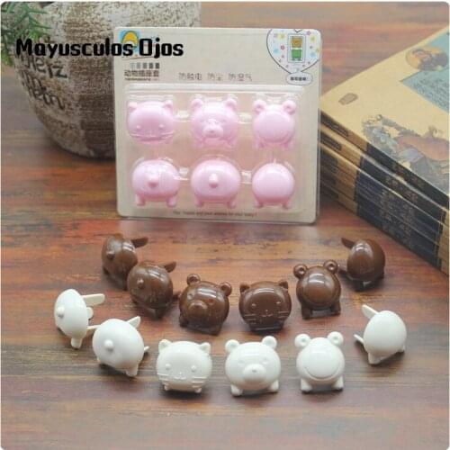 ZH 6PCS Animal Socket Set Cute Styling Protection Against Electric Shock Safety Cover Pig Enfant Children