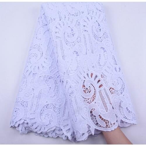 Latest African White Cord Lace Fabric 2020 High Quality Lace Guipure Cord Lace Fabric Water Soluble Lace For Wedding Dress S1958