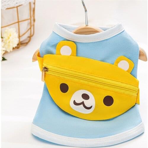 Miflame Spitz Dogs Clothes Summer Puppy Sleeveless For Small Dogs Shirt Pomeranian Costume Cartoon Bear Pets T-Shirts Outfits