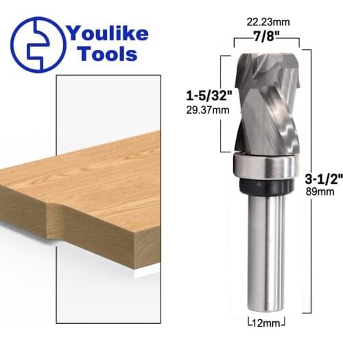 12mm 1/2" Shank Bearing Ultra-Perfomance Compression Flush Trim Solid Carbide CNC Router Bit End Mill Milling Cutters for Wood