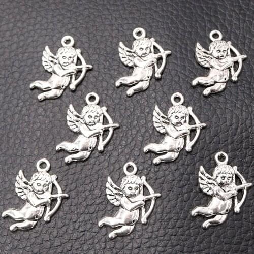 12pcs/ Lot Silver Plated Eros Cupid Charms Pendants Retro Bracelet Accessories DIY Charms For Jewelry Crafts Making 22*16mm P364