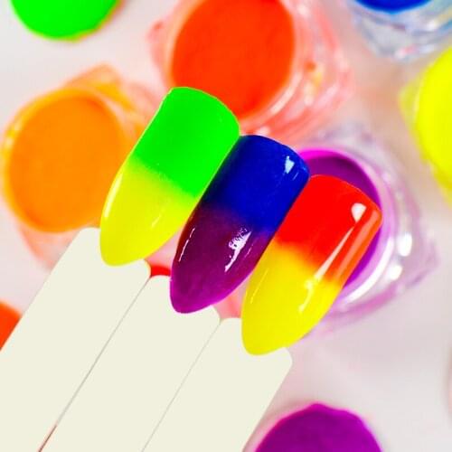 8 Boxes Neon Pigment Nail Powder Dust Ombre Nail Glitter Gradient Glitter Iridescent Acrylic Powder Colorful Nail Art Decoration