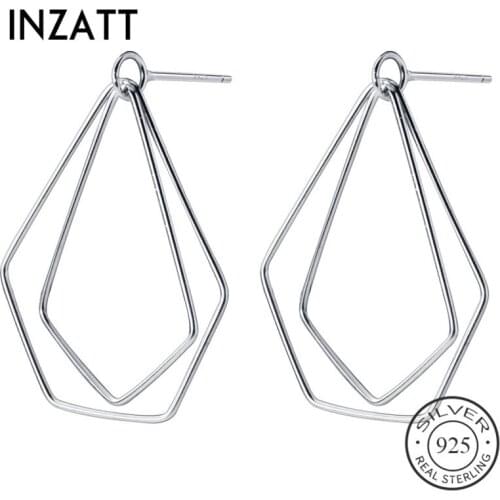 INZATT Real 925 Sterling Silver Geometric Hollow Pentagon Stud Earrings For Fashion Women Party Fine Jewelry Accessories 2019