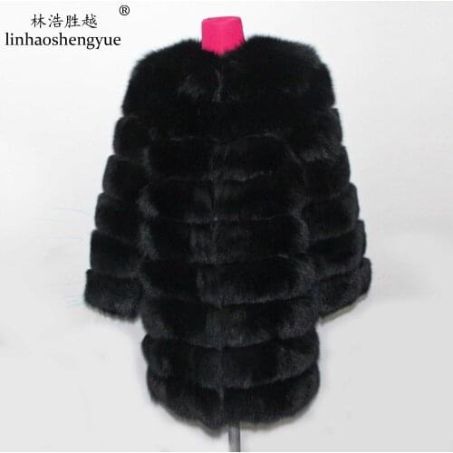 Linhaoshengyue 91cm Long The True Nature of Fox Fur Coat with Nine Row