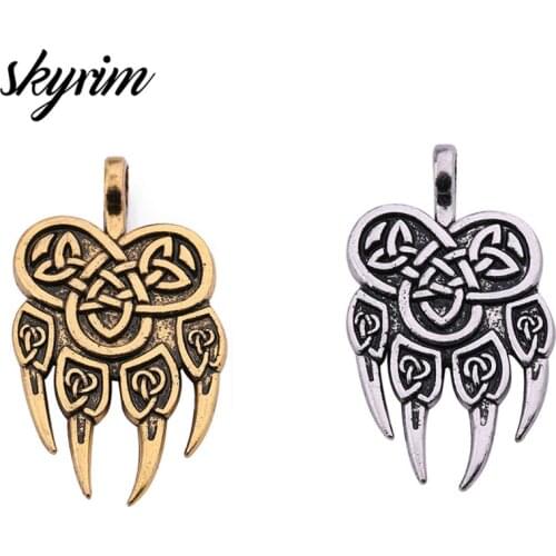 Skyrim Slavic Veles God Symbol Warding Bear Paw Charms Pendants Talisman Amulet Viking Jewelry For DIY Bracelet&Necklaces 5Pcs