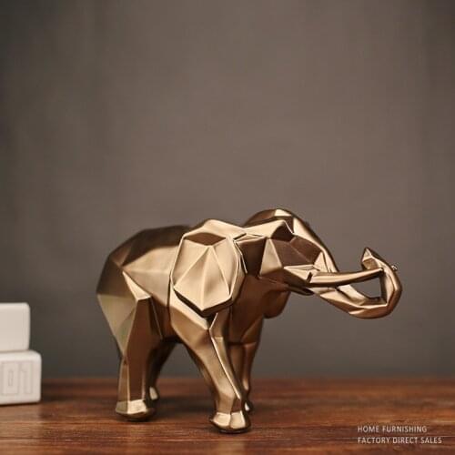 RESIN ELEPHANT STATUES FOR DECORATION GOLD SCULPTURE GEOMETRIC ANIMAL ELEPHANT FIGURINES HOME DECORATION ACCESSORIES MODERN