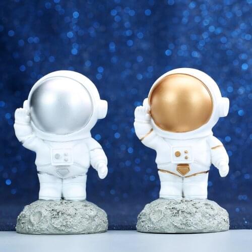Bookcase Display Astronaut Figurines Spaceman with Moon Sculpture Decorative Miniatures Statues Gift for Kids Outer Space Lovers