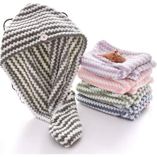 Microfiber Household Thickened Women Dry Hair Cap Ladies Quick-Drying Absorbent Dry Shower Cap Towel Headband Customization 2pcs