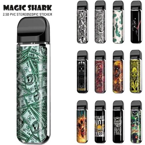 Magic Shark 100% New Fashion Leaf Fire Horse Tiger Flash Man Vape Sticker Case Full Wrap Film Skin Cover for Smok Novo 2 Novo2