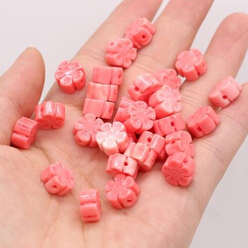 Jewelry Beads Pink Petal-shaped Coral Through hole Beads Suitable for DIY Ladies Bracelets That Add Charm