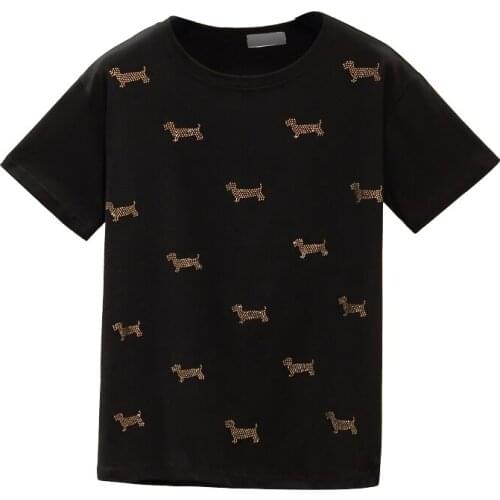 Harajuku Short Sleeve New 2021 Korean T Shirt Women Clothes Diamond Cotton Casual White Female T-Shirt Summer Tops Black Tee 503