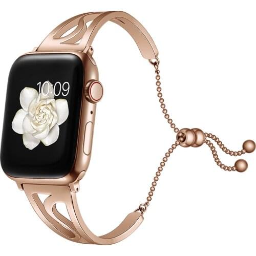 Women Stainless Steel Jewelry Chain Bracelet For Apple Watch Band 38mm 40mm 42mm 44mm Apple iWatch Strap Series 1 2 3 4 5