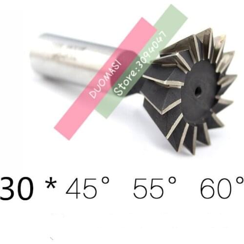 1PCS 30mm*45/30mm*55/30mm*60 degrees high speed steel straight shank dovetail milling cutter, HSS straight shank milling cutter