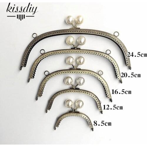 KISSDIY 10PCS Antique Bronze DIY Coin Bag Making Metal Clasp with Platic Kiss Pearl Ball Purse frame Accessory