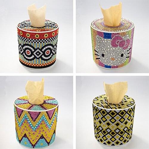 2021 New Special Shape Diamond Painting Roll Cylinder Tissue Box 5D Puzzle Storage Box Cartoon Animal Diamond Cross Stitch Gift