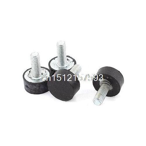 4pcs M6 x 20mm Male Thread Rubber Vibration Isolator Mounts 7/8" x 3/8"