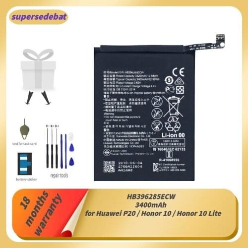 Supersedebat HB396285ECW Rechargeable Battery for Huawei P20 / Honor 10 / Honor 10 Lite Batteries Phone Repair Tools Bateria