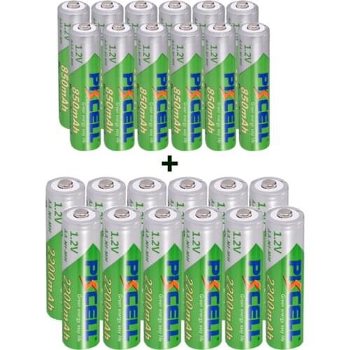 PKCELL 12PC 2200MAH AA Rechargebale Battery + 12PC AAA 850MAH 1.2V NI-MH AAA/AA rechargeable batteries and AA /AAA battery BOX