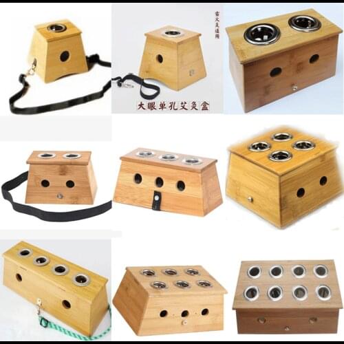 Bamboo moxibustion masssage boxes single hole/double holes/4 holes portable moxibustion apparatus